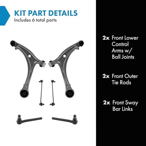 TRQ Front Steering & Suspension Kit Control Arm with Ball Joint Sway Bar