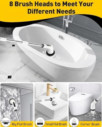 Electric Spin Scrubber for Bathroom, Shower Scrubber with Long Handle