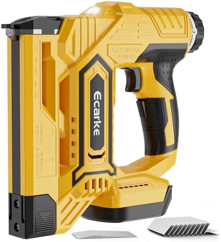 Ecarke Cordless Brad Nailer 2-in-1 Compatible with DeWalt 20V Battery, 18 Gauge Nail Gun 5/8 to 1-1/4 Inch with 2000 Nials for Wood Carpentry, Powered Electric, 2 Mode, Tool Only