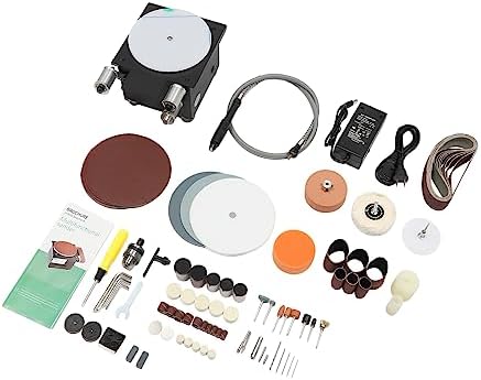 Mini Belt Disc Sander 6-Inch Sanding Disc & 1.2 x 15-Inch Sanding Belts for Wood Metal Stone Grinding, Small Spindle Sander Machine for Curve Grinding (One Sander w/Chuck & Flexible Shaft)