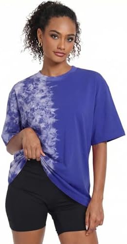 Womens Vintage Oversized T Shirts Acid Washed Baggy Cotton Tee Workout Gym Shirts Boyfriend Short Sleeve Tops