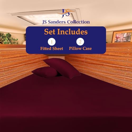 JS Sanders V Berth Boat Sheet 3 Pcs 600 TC Egyptian Cotton,Burgundy