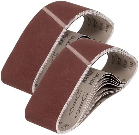 HARFINGTON 6 x 48 Inch Sanding Belts, 80 Pcs 180 Grits Aluminum Oxide