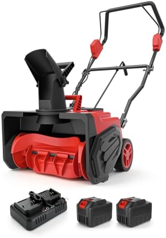 Electric Snow Blower Cordless 20"-Brushless Snow Thrower for Driveways, Red