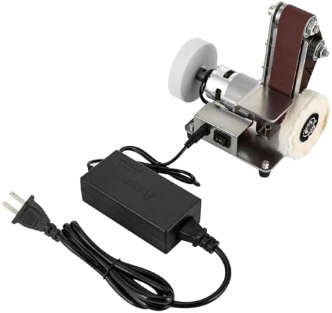 Mini Belt Sander, Electric Bench Grinder Sanding Machine with Aluminum Grinding Wheel & Woolen Buffing Wheel Table Top Grinder Polisher for DIY Woodworking Metal Grinding