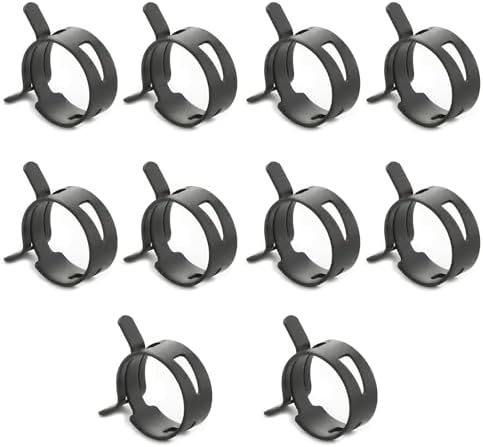 10pcs 1.02" ID Constant Tension Band Hose Clamps, 26mm Spring Band Type Action Hose Clamp Manganese Steel Fuel Line Clamp Low Pressure Air Clip Clamp for Fuel Hose Line Water Pipe Air Tube black