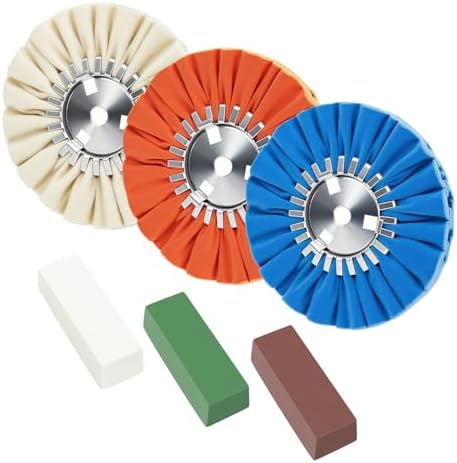 8 Airway Buffing Wheel Kit Polishing Wheel and Polishing Compound for Angle Grinder 8" in Diameter 5/8" in Arbor Hole Aluminum Metal Buffing Wheels Kit 6 Pcs