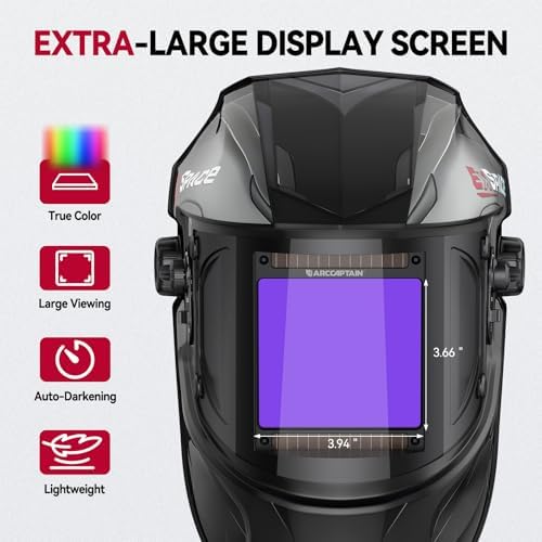 ARCCAPTAIN Welding Helmet, 3.94"×3.66" Auto Darkening Welding Hood