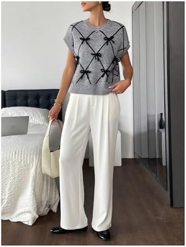 SOLY HUX Women's Short Sleeve Business Casual Sweater