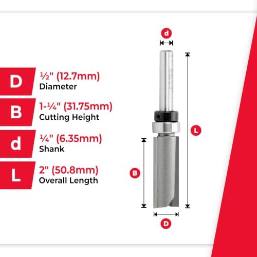 Amana Tool - 45461 Carbide Tipped Flush Trim Plunge Template 1/2 Dia x 1-1/4 x 1/4" Sh