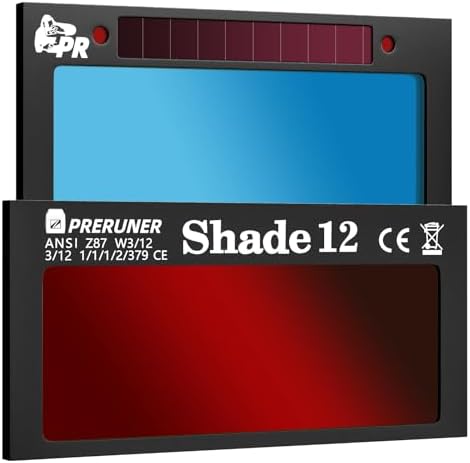 Core Series Red Shade 12 Auto Darkening Welding Lens 2"x4 1/4", Slim 0.2" Welding Lens with Teal Clarity View for Pancake & Sugar Scoop Welding Hoods