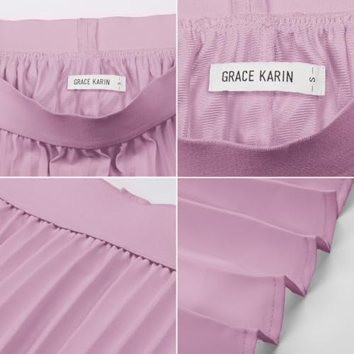 GRACE KARIN Pleated Midi Skirt for Women Chiffon A-Line Outfits