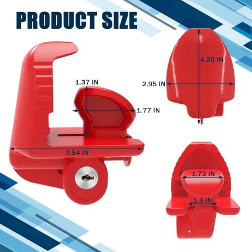 Trailer Hitch Lock 3 Pack-Keyed Alike for 1-7/8", 2", 2-5/16" Couplers, Red