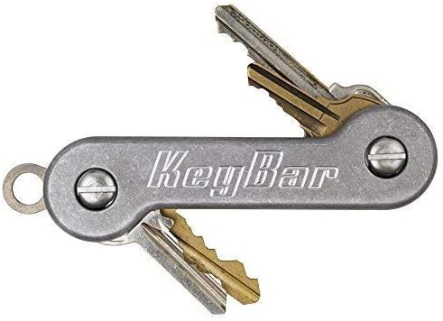 Stonewashed Aluminum KeyBar | Everyday Carry Compact Key Holder Multi-Tool and Keychain Organizer with Pocket Clip (Holds up to 12 Key) Made in the USA