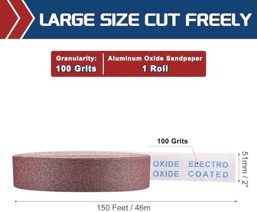 Sandpaper Roll 2Inch 150FT 100Grit Aluminum Oxide Emery Cloth Roll