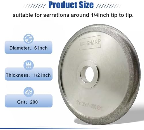 Diamond Serration Grinding Wheel, 1/2 inch, 200 Grit