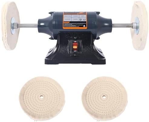 8-Inch Heavy Duty Bench Buffer Polisher, 550W 4-Wheel Electric Bench Grinder with Cast Iron Stand, Includes 4 Buffing Wheels for Metal, Jewelry, Knife, Wood Polishing and Sharpening