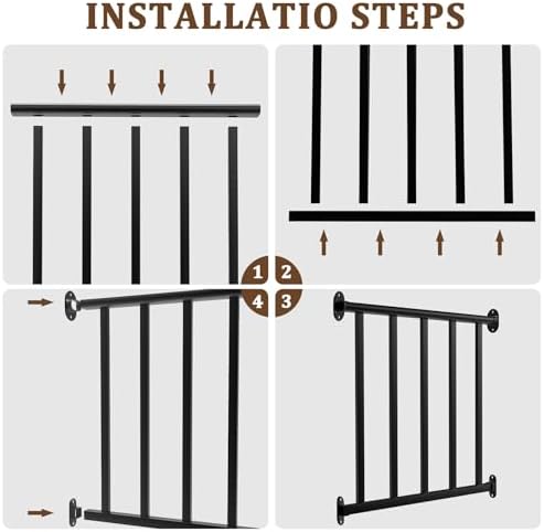 Metty Metal 3Ft W x 36in H Level Deck Railing Kit, Textured Black AAMA2604 Powder Coat, IBC Certified Guard Rail for Deck Porch Balcony Patio Outdoor