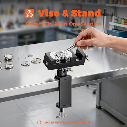 Luvan 360° Rotating Mini Bench Vise Stand, Double Locking Heavy-Duty Table Vise Stand with Enhanced Clamping Force, Adjustable Angle Vise Bracket Table Clamp Stand with Swivel Base for Fractal Vise ﻿