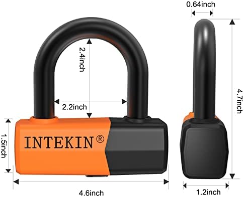4FT Heavy Duty Bike Chain Lock - 12mm Thick, 16mm Disc Lock for Motorcycles, Scooters, Gates - Orange