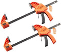 VEVOR Bar Clamps for Woodworking, 2-Pack 12 inch One-Handed Clamp/Spreader, Quick-Grip F-Clamp with 340 lbs Load Limit, Premium Plastic and Carbon Steel, for Woodworking Metal working, Orange + Black