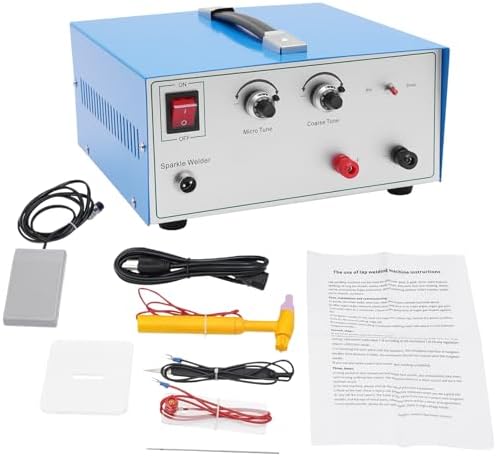 390W Electric Spot Welder, 80A Handheld Adjustable Spot Welder Portable Welding Kit with Tungsten Electrode Needle & Welding Torch Foot Pedal Modes 0.1–1.02 mm for Jewelry Repair and Making