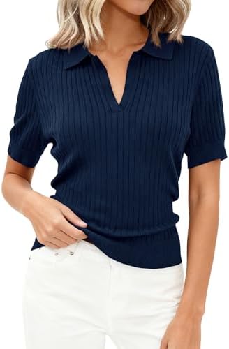 PRETTYGARDEN Women's Short Sleeve Sweater Polo Shirts