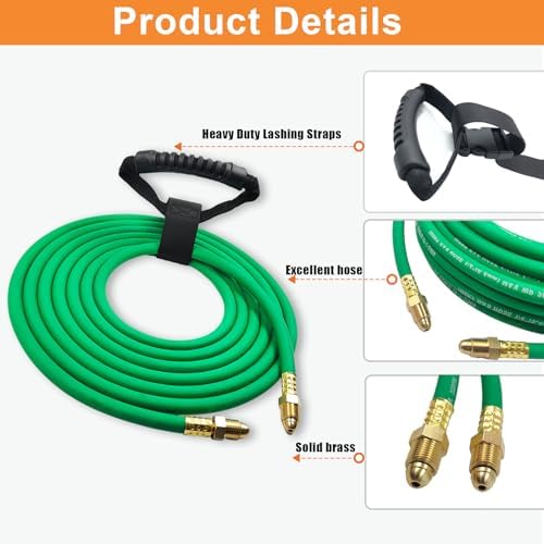 15FT Argon Hose, Inert Gas Welding Hose for MIG/TIG Regulators & Flowmeters