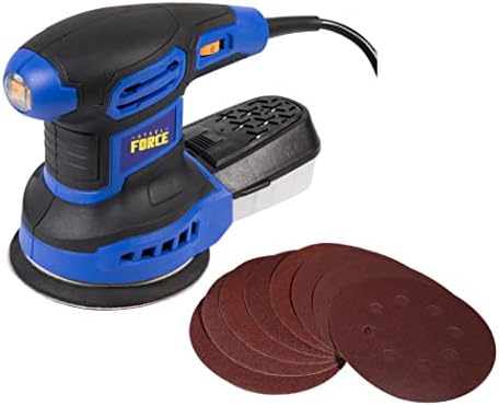 Steel Force PRS5360 5-inch 3.0A Random Orbit Sander with 8Pcs Sandpapers, 6 Variable Speed 6000-13000RPM and High-Performance Dust Collection System for Woodworking