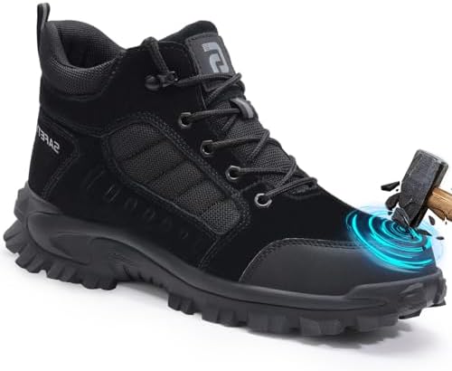 GUSAYEX Steel Toe Boots for Men Puncture Resistant Work Boots