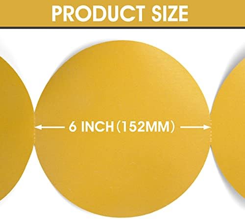 S SATC 300 PCS 6 Inch PSA Sanding Discs 320 Grit Gold Aluminum Oxide Self-Adhesive Sandpaper for Random Orbital Sanders Sticky-Back Sanding Paper for Automotive Metal Wood
