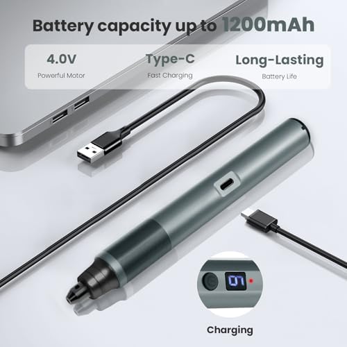 Tarlido Electric Engraving Pen, Mini Cordless Rotary Tools, USB-C Rechargeable Etching Pen, 4V/1200mAh DIY Engraver Machine for Metal, Wood, Glass, Plastic,2 Stencils, Dark Grey