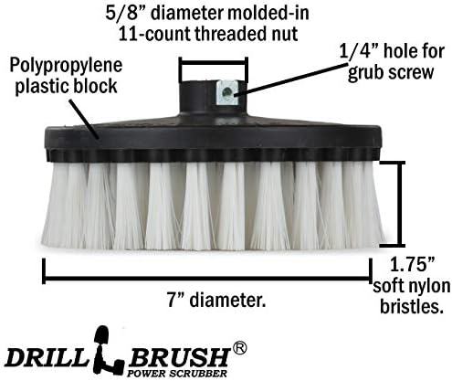 Carpet Cleaner Scrub Brush for Polisher - 7 Inch Soft White Drill Brush
