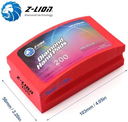 Z-lion Electroplated Diamond Polishing Hand Pads Grit 200 Arc Shape Back for Glass Stone Granite Marble Concrete