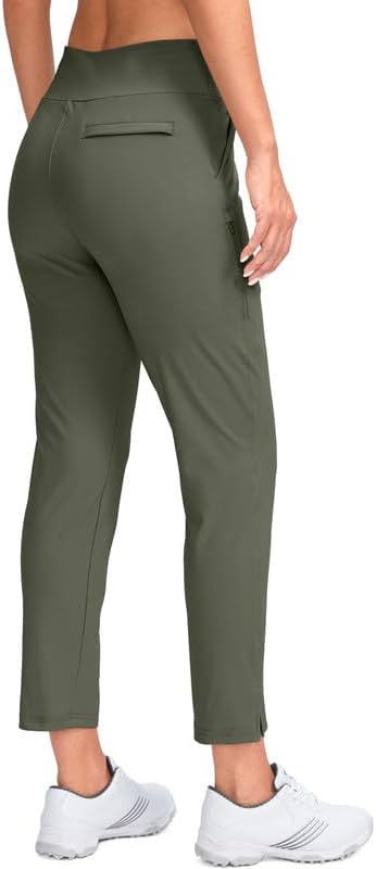 YYV Women's Golf Pants High Waist Stretch Ankle Pants with Pockets