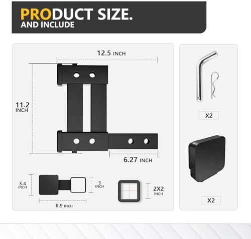 YZONA Tow Hitch 2 Inch, Dual Hitch Extender, Drop-Rise Trailer Hitch Adapter Extension, 4000 LBS Capacity Double Receiver Extender Fits Standard 2" Class III & IV Receivers for Cargo Carrier Bike