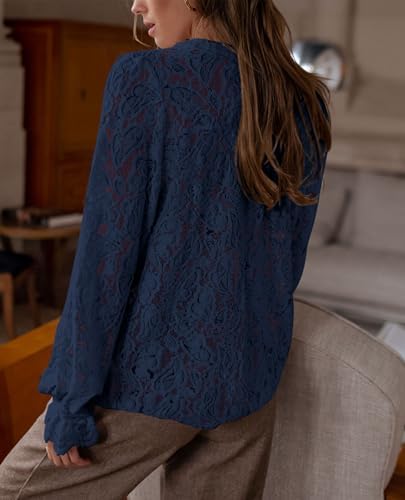 PRETTYGARDEN Women's Fall Trendy Long Sleeve Lace Tops