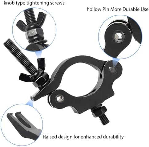 Black Clamps for Lights, Stage Lighting Accessories（4pack), Lighting O Clamps, Quick Release Truss Clamp, 40-52mm (1.57-2.05") Half Coupler Mounting Bracket, Stage Light Clamp