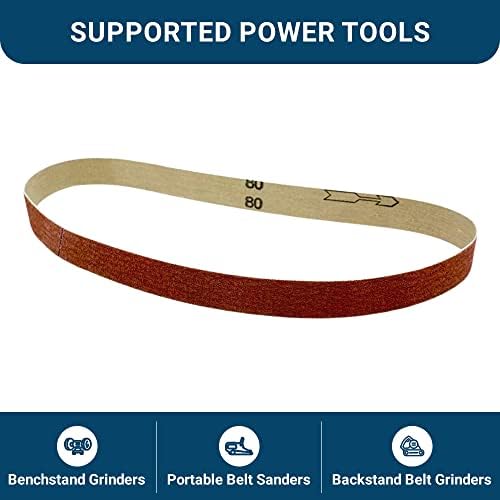 Benchmark Abrasives 1 x 30 Inch Sanding Belts with Ceramic Grains Sand Paper for Metal Grinding, Sanding Knife Polishing, Surface Blending Sander Paper Belt for Woodworking (10 Pack), 36 Grit