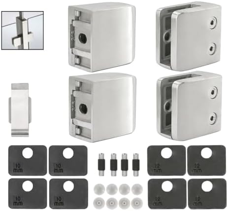 Stainless Steel 316 Square Flat Back Glass Clamp 55 x 55 mm for 3/8" - 1/2" Tempered Glass or Laminated Glass, Satin Brush Finish, GC-056S, 40 Pieces