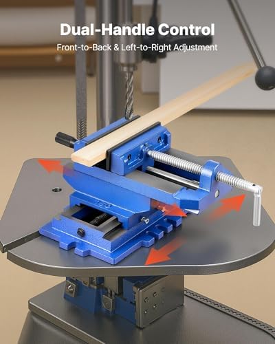 VEVOR Cross Slide Drill Press Vise, 4 Inch Jaw Width, 2 Way X-Y Axis Bench Vise, 3.5 Inch Max Jaw Opening, Heavy Duty Cast Iron, Workbench Vice Clamp, for Woodworking Drilling CNC Milling Machine