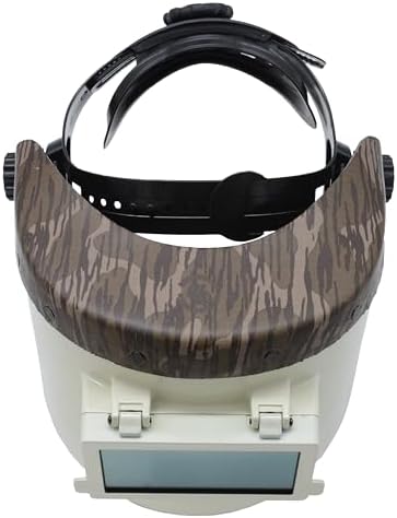 WoahBros Chopped Top Welding Hood | Flip-Front Welding Helmet, Fiberglass Reinforced Shell, Low Profile | Fixed Shade 10 Lens, Fits 2” x 4.25” Cheater Lens | Bottom Lands Camo