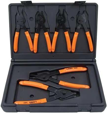 Lang Tools (3497 6-Piece Fixed Tip Combination Internal/External Snap Ring Pliers Set, Black, One Size