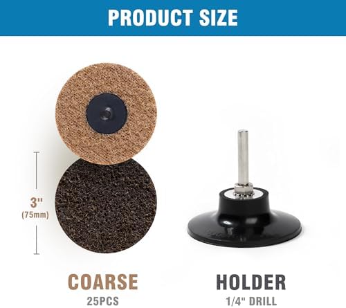 S SATC 25Pcs Coarse Sanding Disc 3 Inch Quick Change Discs 1Pcs 1/4” Shank Holder for Die Grinder Sanding Disc Polish Rust Wood Sanding