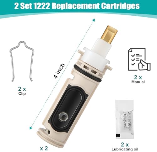Enhon 2 Pack 1222 Replacement Cartridge Compatible with Moen with Puller, Tub Shower Cartridge Replacement Kit Compatible with Posi temp Faucet, Shower Repair Tool