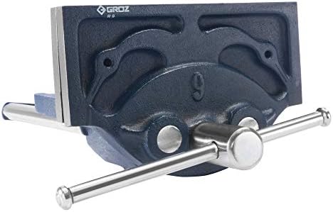 Groz 9" Rapid Action Woodworking Vise, 13-1/2" Jaw Opening, Buttress Thread Screw, Cast Iron Body with TOE-IN Jaws for Workbench Cabinet and Furniture Building (39012)