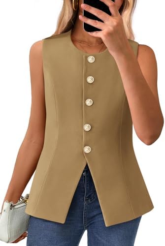 BTFBM Suit Vest Tops For Women Sleeveless Blazer Work Wear
