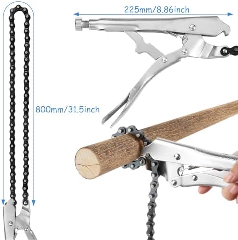 2 Pcs Locking Chain Clamp 9-Inch Locking Chain Pliers with 31.5 Inch Long Chain Carbon Steel Locking Chain Plier Industrial Pipe Vise Chain Wrench for Pipe Fitting ‎Plumbing Woodworking Welding
