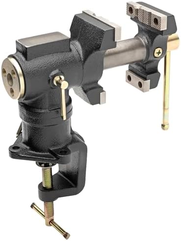 Yost Model 2.5R 2.5" Rotating Jaw Set Head Bench Vise | 2-1/2 Inch Maximum Jaw Width | Clamp On Swivel Base | Built-In Anvil