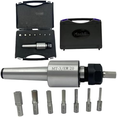 MachEl MT3 Shank Rotary Broach Kit with ER-20 Adapter & 7-Piece Hex Broach Set – Premium Precision Tools for CNC and Milling Operations